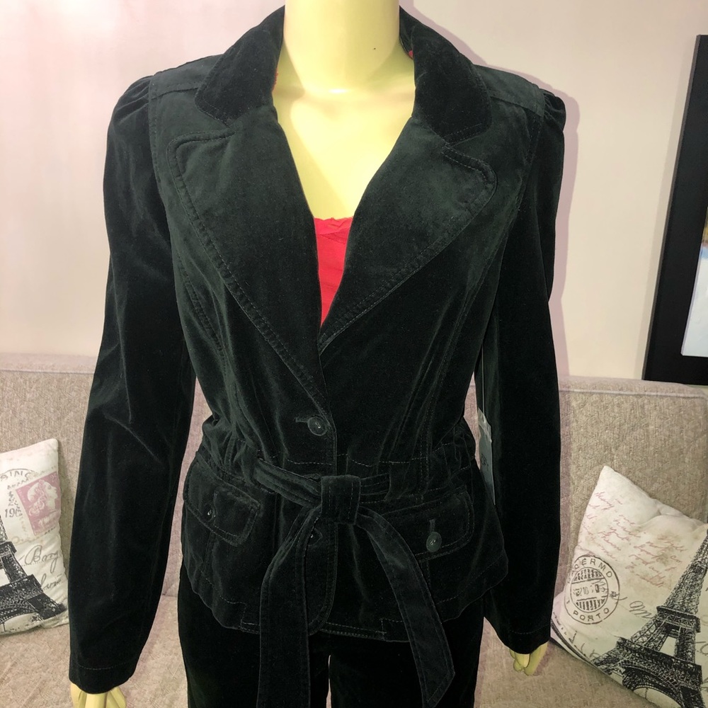 🌺New Loft Ann Taylor Velour  Black Jacket size 8